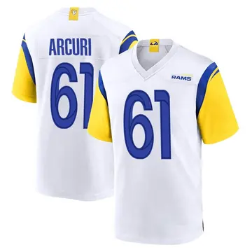 AJ Arcuri Men's Nike Los Angeles Rams Bone Custom Game Jersey